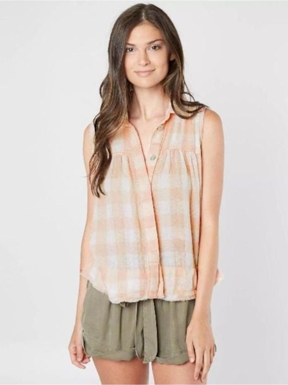 Free People Hey There Sunrise Button Down Sleeveless Top